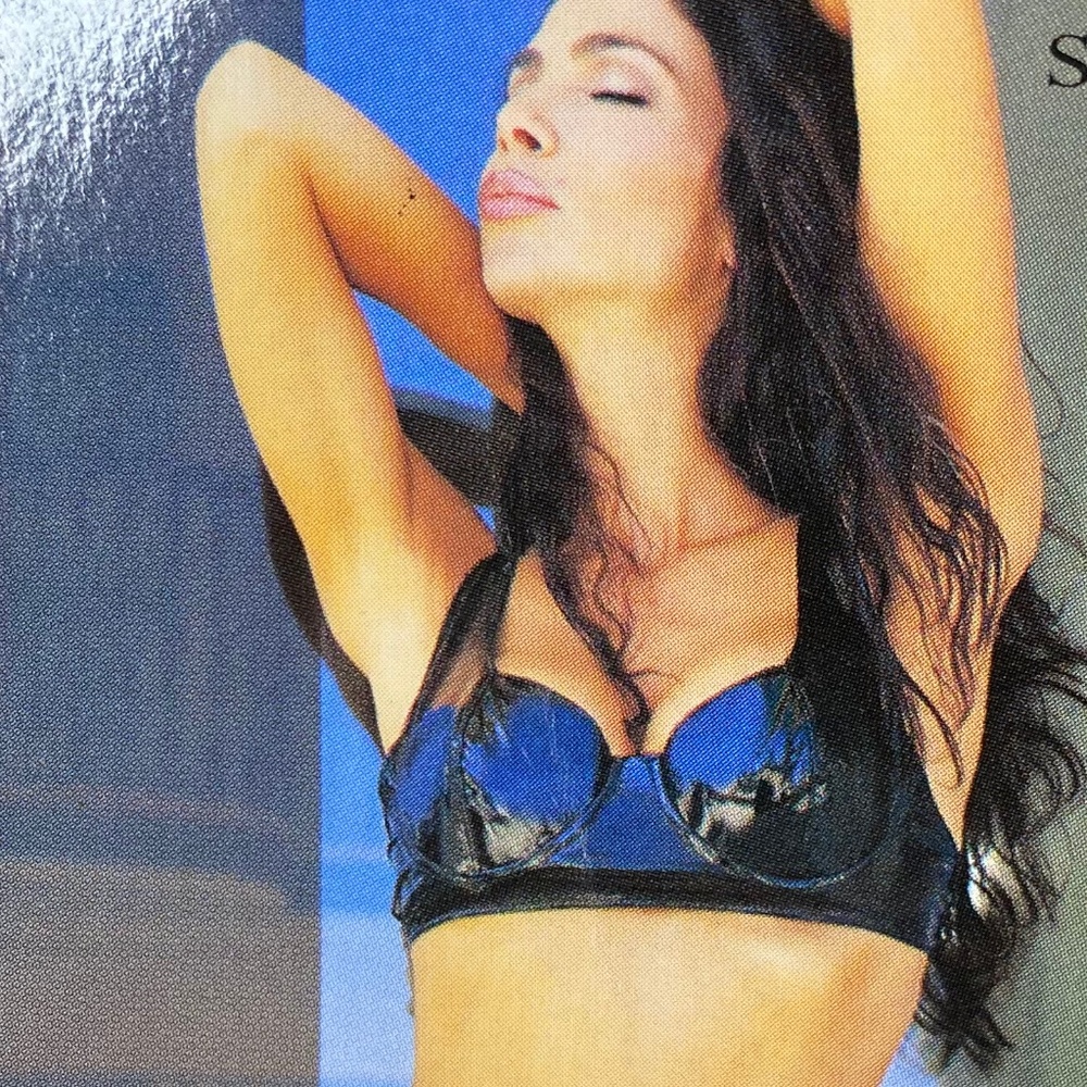 NWT black wet look bra top size m leg avenue